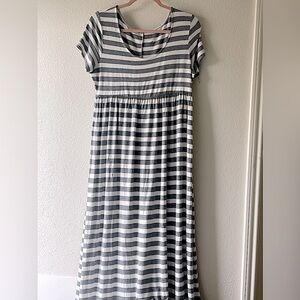 (3 for $19) Striped Gray Maxi Dress. Size M